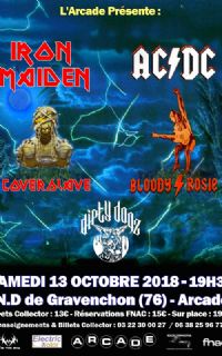 Coverslave, Bloody Rosie, Dirty Dogz — Port Jérôme-sur-Seine. Le samedi 13 octobre 2018 à Notre-Dame-de-Gravenchon. Seine-Maritime.  19H30
